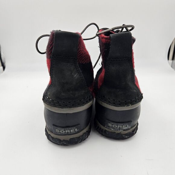 Sorel Out N About Duck Rain Boots Waterproof Women's Size US 9- Black Red Plaid - Picture 5 of 6